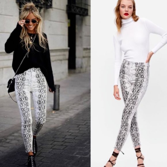 Zara Premium High Waist Snake Print Skinny Jeans - Picture 7 of 7